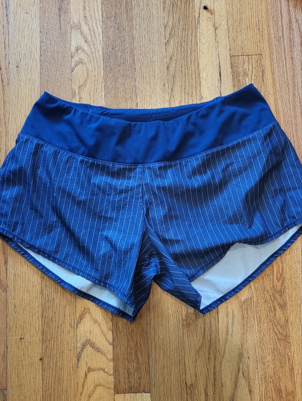 Oiselle Roga Navy Pinstripe Running Shorts